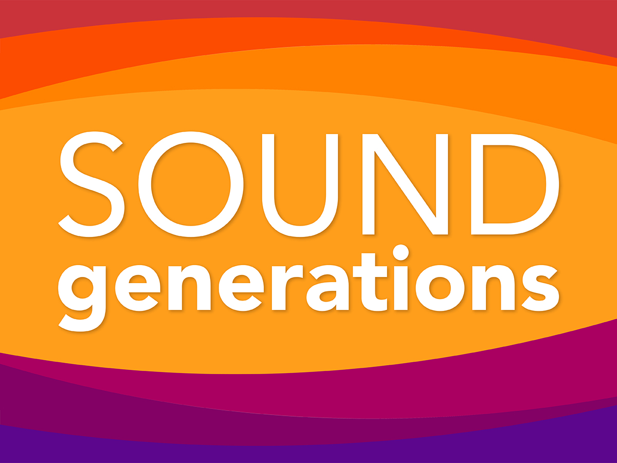 Sound Generations logo features bands of red, orange, yellow, and purple