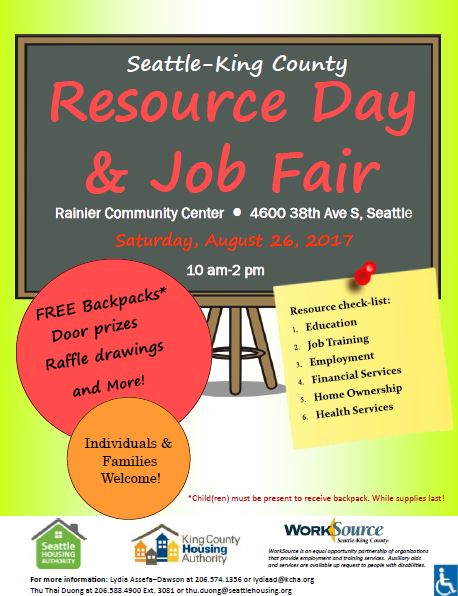 flyer image for Seattle King County Resource Day and Job Fair