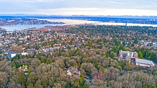 Bird's eye view of Seattle neighborhood