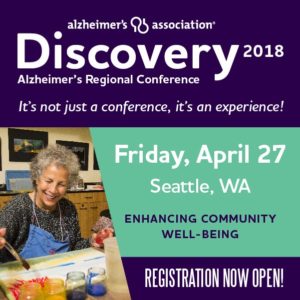 small advertisement for Alzheimer's Association Discover 2018 conference. All information is included in the calendar listing.