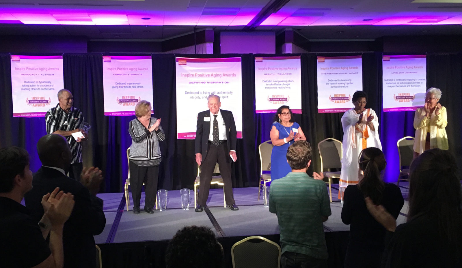 Photo of all six 2018 Inspire Positive Aging award winners