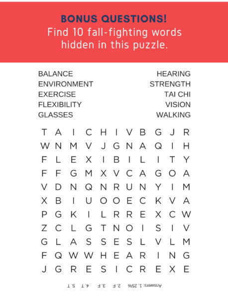 Image of a falls prevention awareness word search puzzle