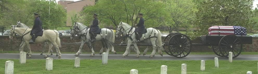 Colonel Robert Elliot Military Honors horsedrawn casket at Arlington National Cemetary