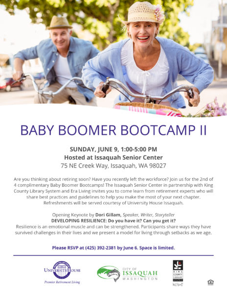 image of Baby Boomer Bootcamp 2 flyer - Sunday, June 9, 2019 at Issaquah Senior Center