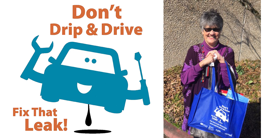Don't Drip and Drive free auto leaks worksohp logo and photo of participant Dolores Maria Rossman