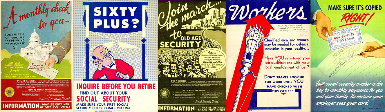 colorful collage of vintage Social Security Administration posters