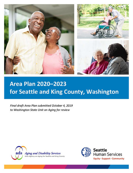 cover of the draft Area Plan 2020-2023 for Seattle and King County that was submitted October 4, 2019 to the Washington State Unit on Aging for review