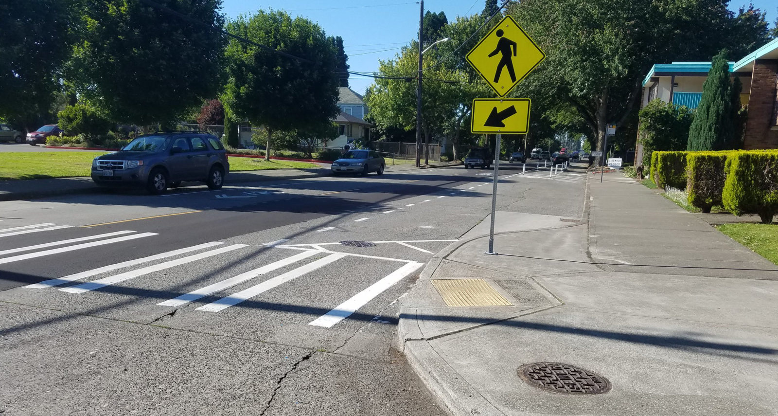 pedestrian crosswalk in a Seattle residential neighborhood