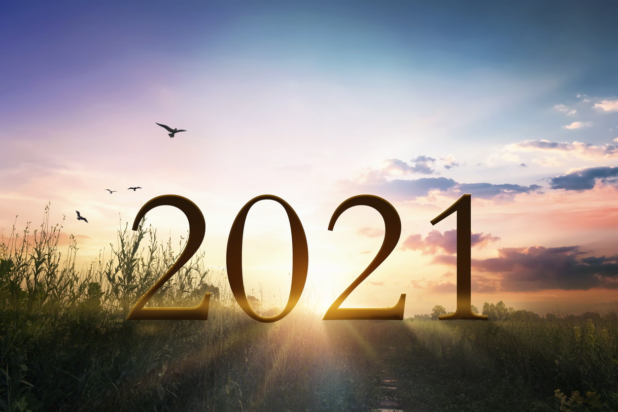 2021 on the horizon at sunrise