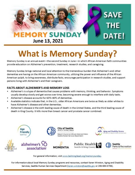 Memory Sunday flyer - link to https://www.agingkingcounty.org/wp-content/uploads/sites/185/2021/05/MemorySunday2021save-the-date.pdf