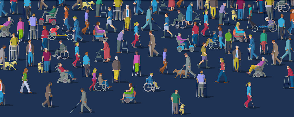 Large group of people representing a diverse range of Disabilities in society