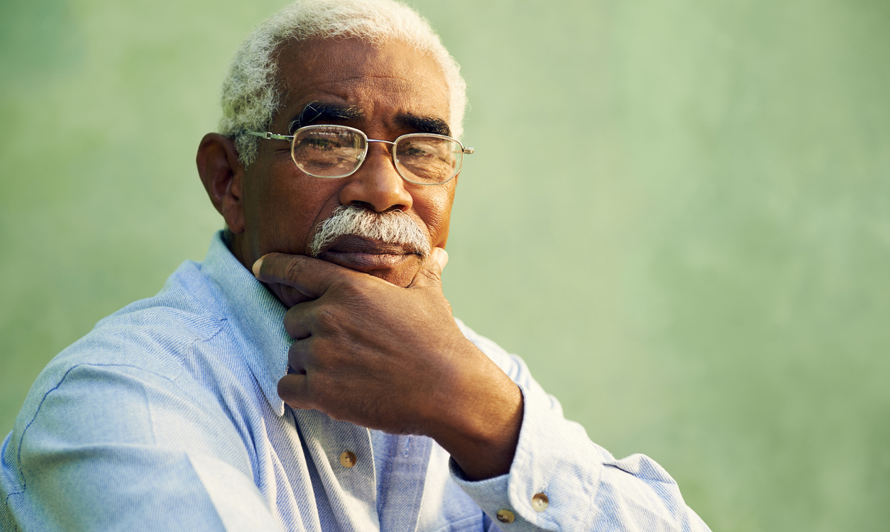 Thoughtful older African American man