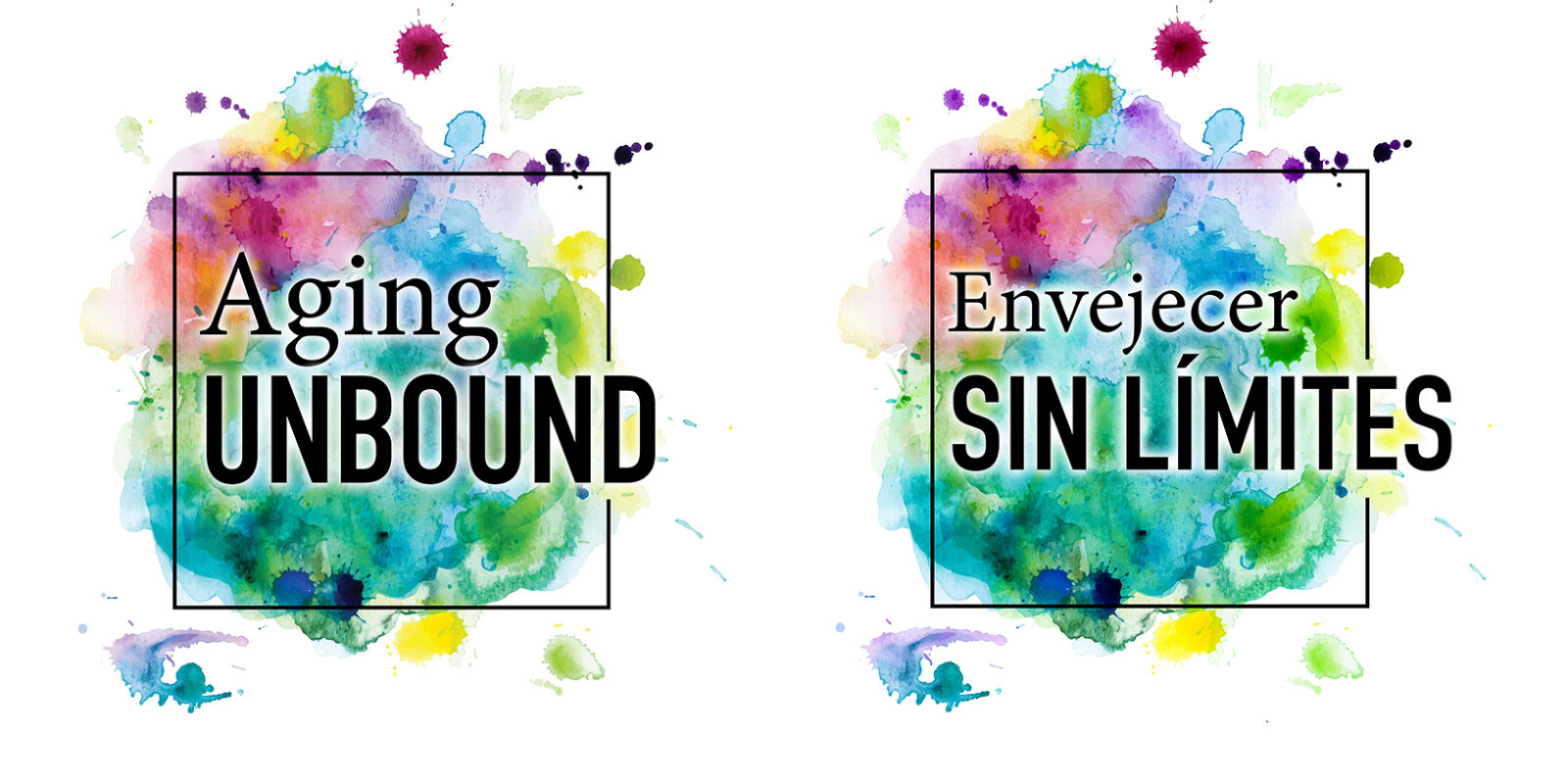 Aging Unbound and Envejecer Sin Limites logos (English and Spanish)