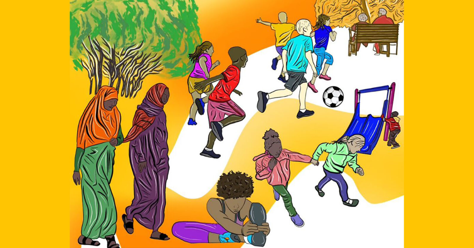 illustration of activities commonly found at parks